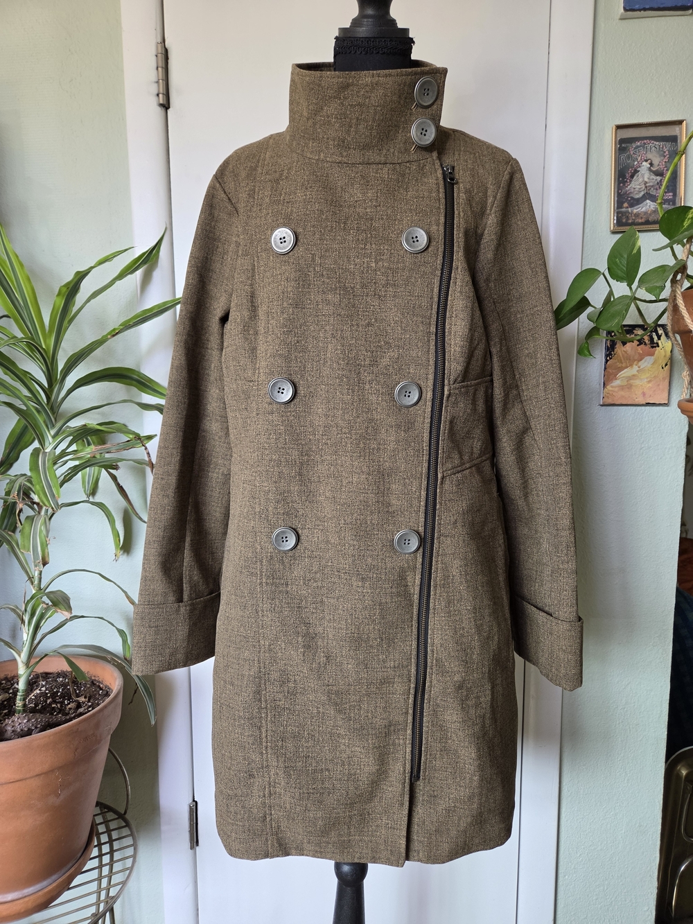 Prana Brown Double-Breasted Trench Coat - Picture 2 of 5